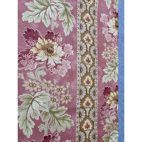 Vintage 1/2 yard x44" Pink Floral Striped Cotton Fabric by Blackbird Design for - Picture 2 of 5